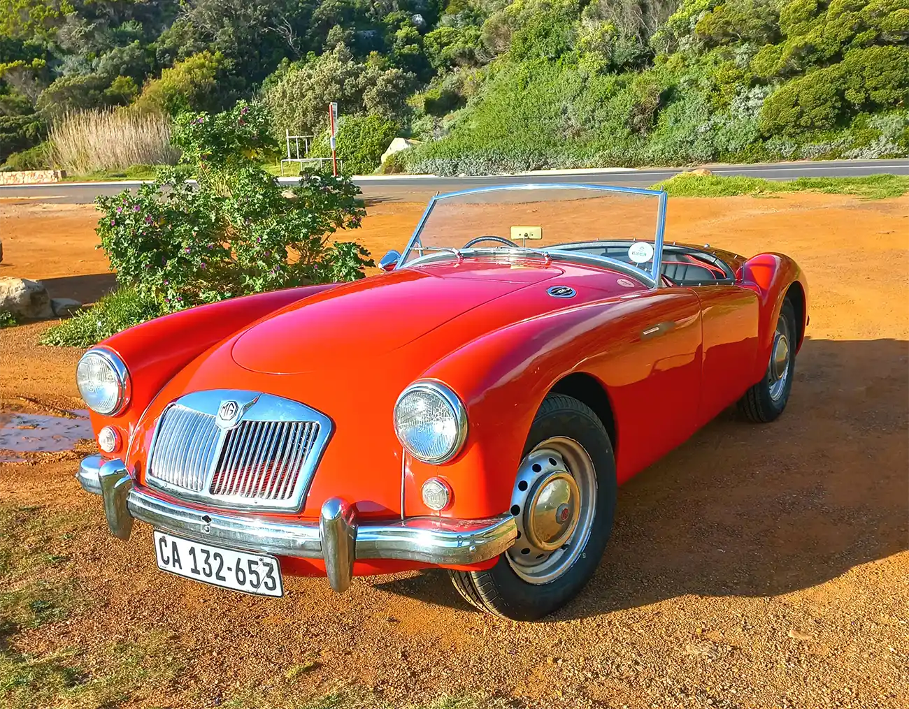 Red MGA 1957 Classic Car. One of the vehicles in the fleet of Classic Car Rentals